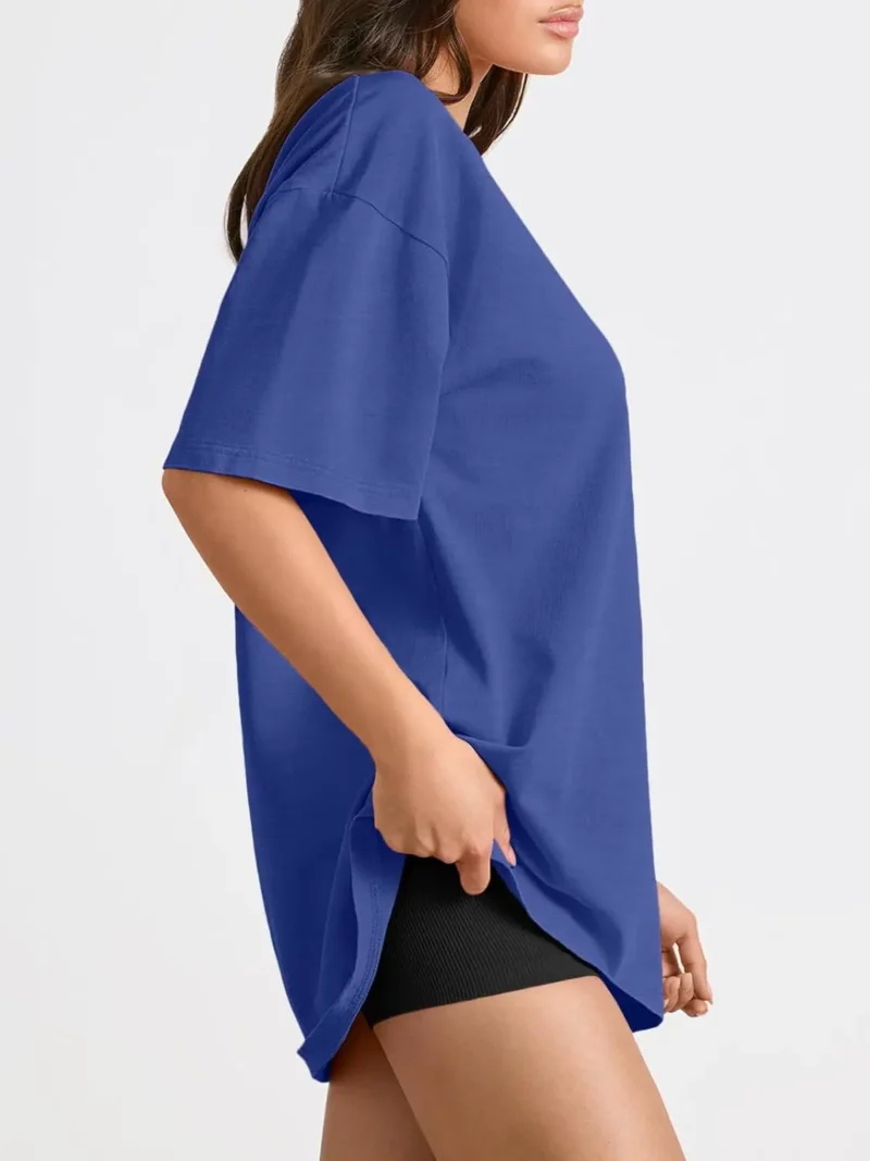 Womens Summer Fashion Workout Oversized Tops Blue Color - Image 8