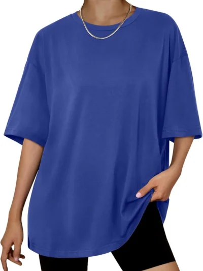 Womens Summer Fashion Workout Oversized Tops Blue Color