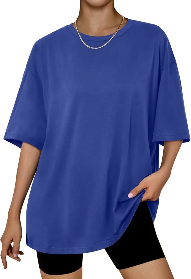 Womens Summer Fashion Workout Oversized Tops Blue Color