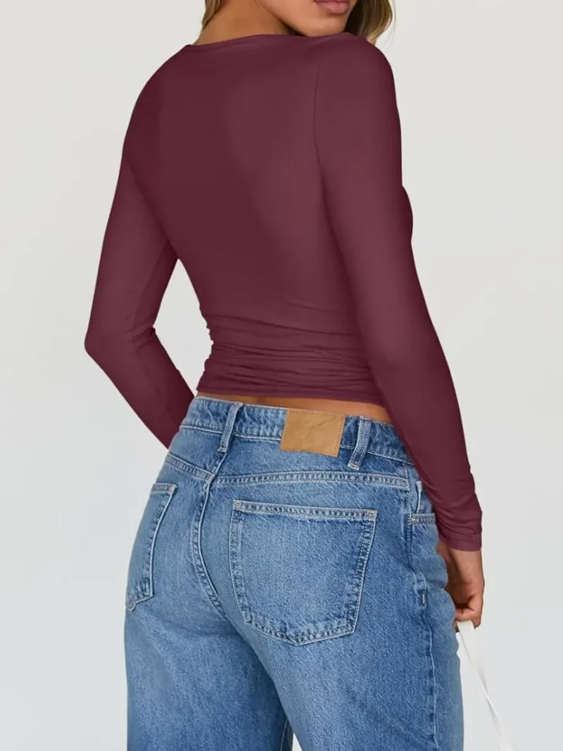 Womens Long Sleeve Fashion Tops Red Color - Image 6