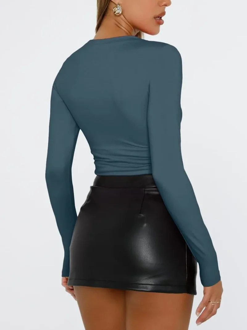 Womens Long Sleeve Shirts Fall Fashion 2025 Blue Color - Image 4