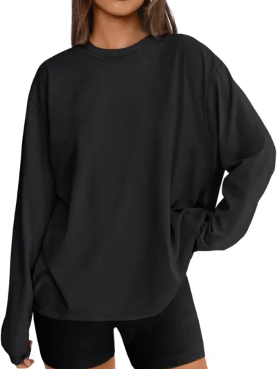 Womens Oversized Crewneck Tee Black White Color
