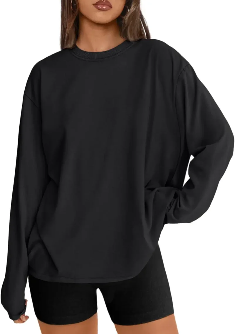 Womens Oversized Crewneck Tee Black White Color