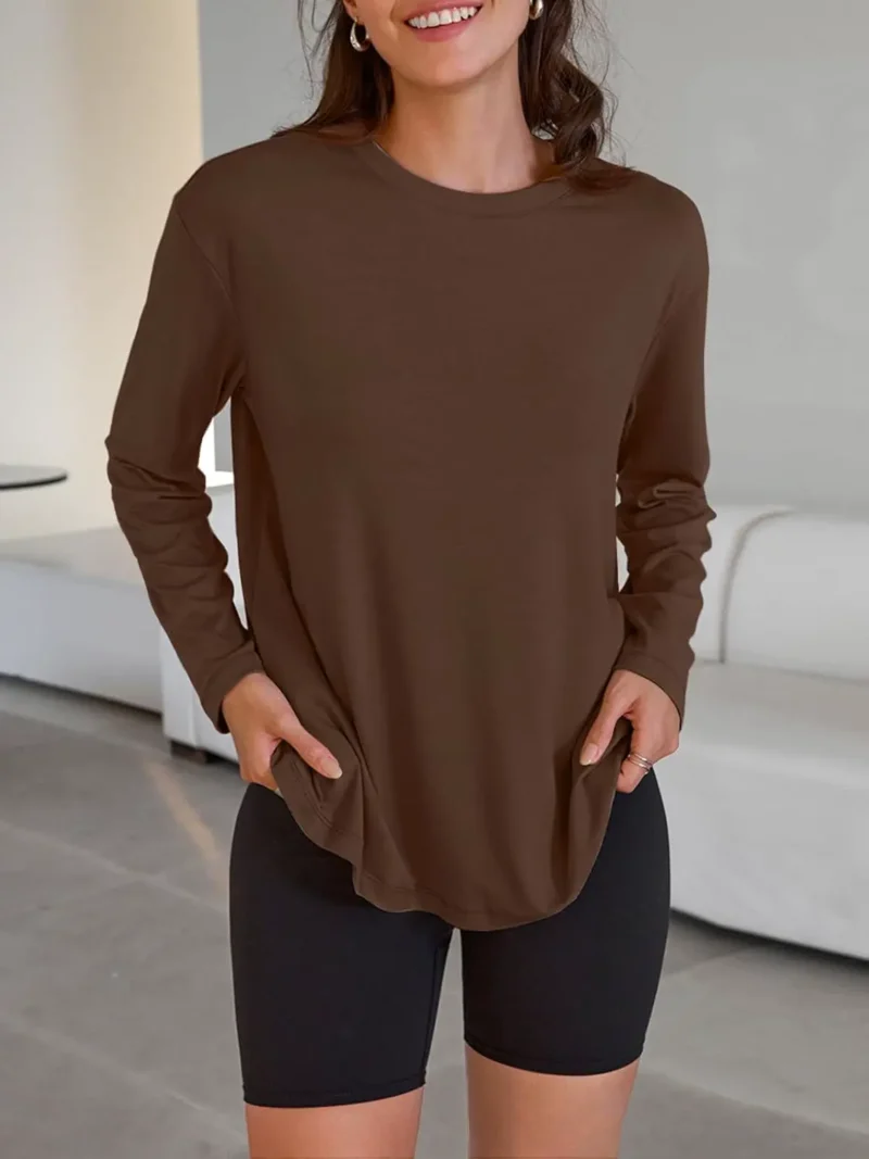 Womens Oversized Crewneck Tee Brown Color - Image 2