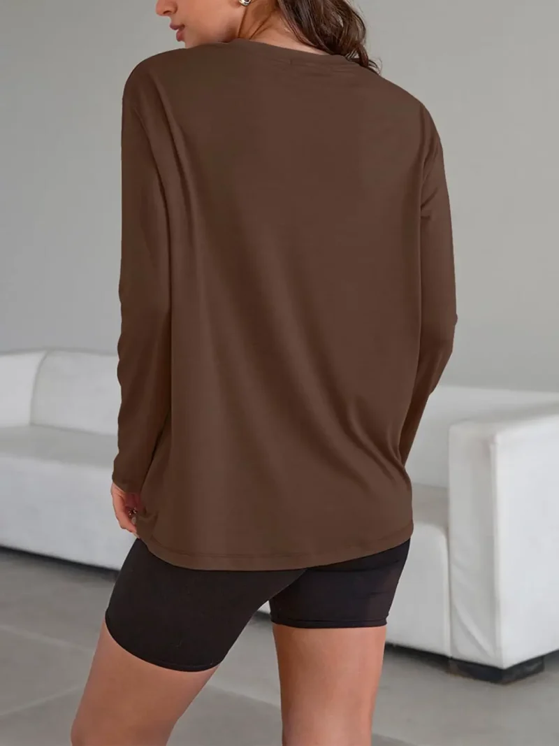 Womens Oversized Crewneck Tee Brown Color - Image 4