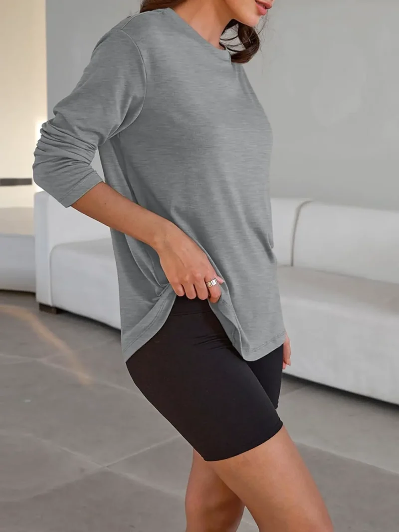 Womens Oversized Crewneck Tee Gray Color - Image 6