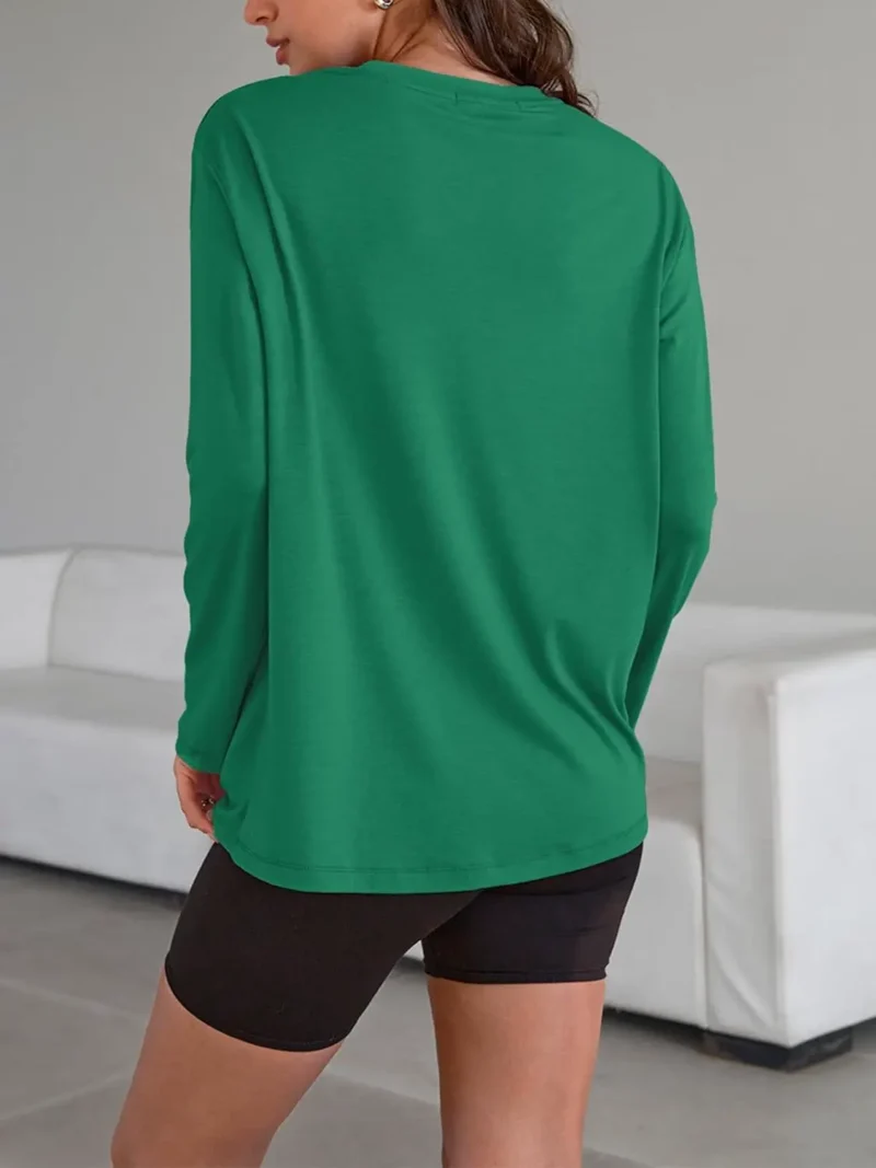 Womens Oversized Crewneck Tee olive Green Color - Image 6