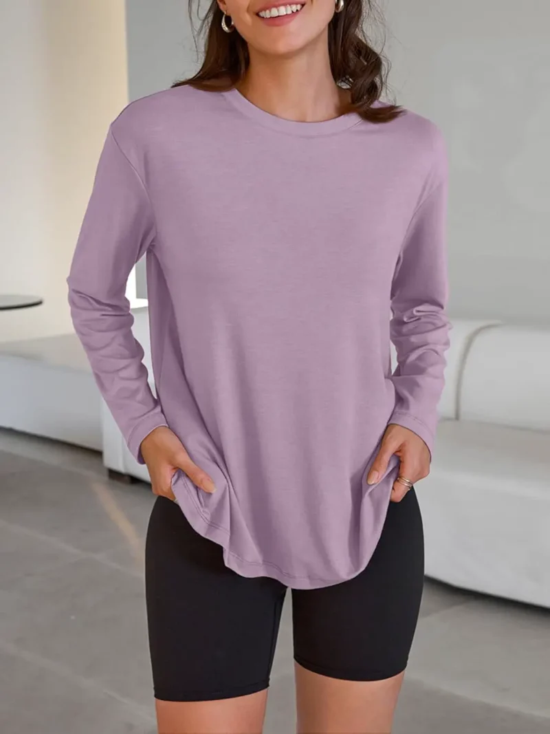 Womens Oversized Crewneck Tee Purple Color - Image 2