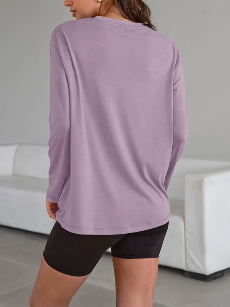 Womens Oversized Crewneck Tee Purple Color - Image 4