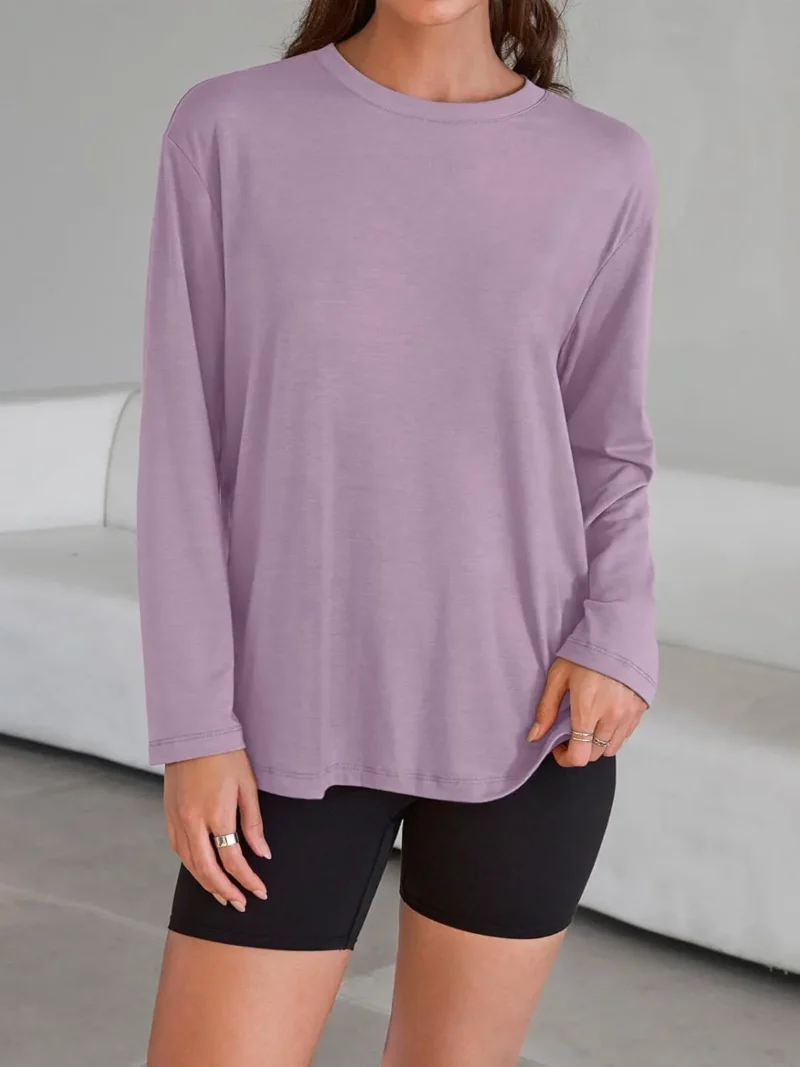 Womens Oversized Crewneck Tee Purple Color - Image 5