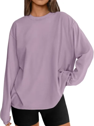 Womens Oversized Crewneck Tee Purple Color