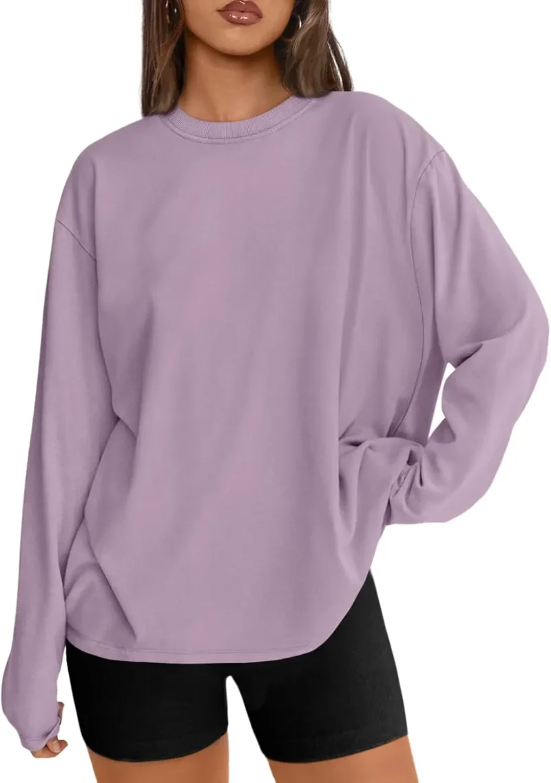 Womens Oversized Crewneck Tee Purple Color