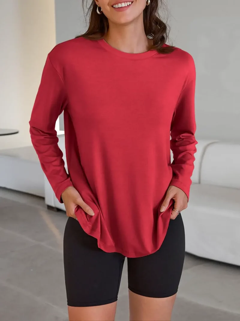 Womens Oversized Crewneck Tee Red Color - Image 6