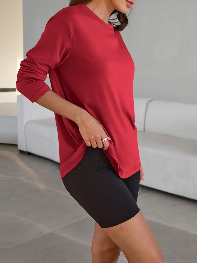Womens Oversized Crewneck Tee Red Color - Image 7