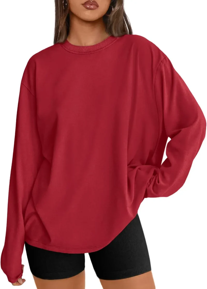 Womens Oversized Crewneck Tee Red Color