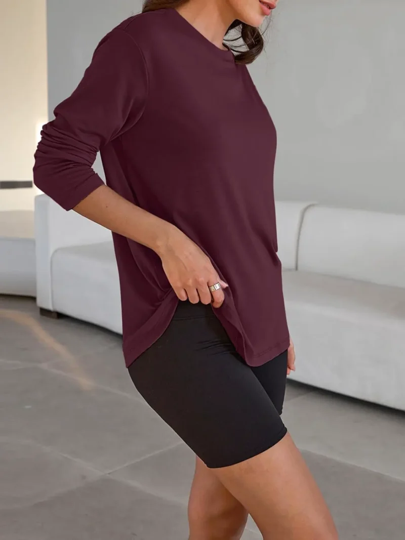 Womens Oversized Crewneck Tee Red Color - Image 3