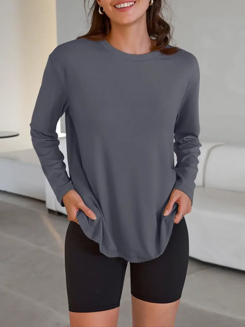 Womens Oversized Crewneck Tee Gray Color - Image 2
