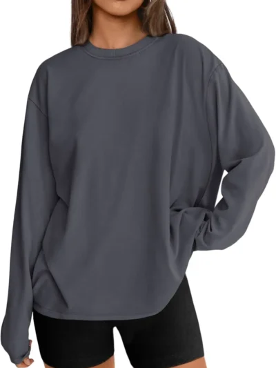 Womens Oversized Crewneck Tee Gray Color