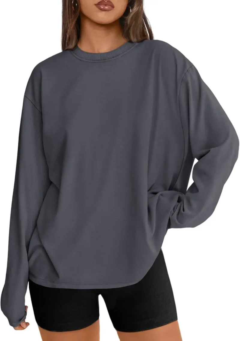 Womens Oversized Crewneck Tee Gray Color