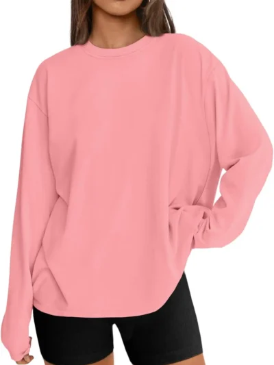 Womens Oversized Crewneck Tee Pink Color
