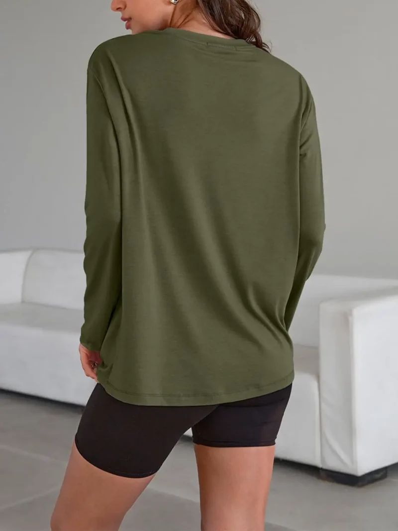 Womens Oversized Crewneck Tee olive Green Color - Image 3