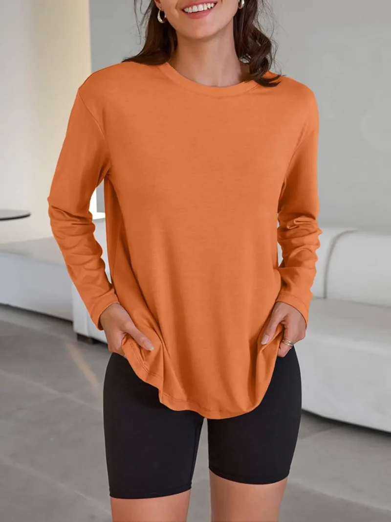 Womens Oversized Crewneck Tee Orange Color - Image 2