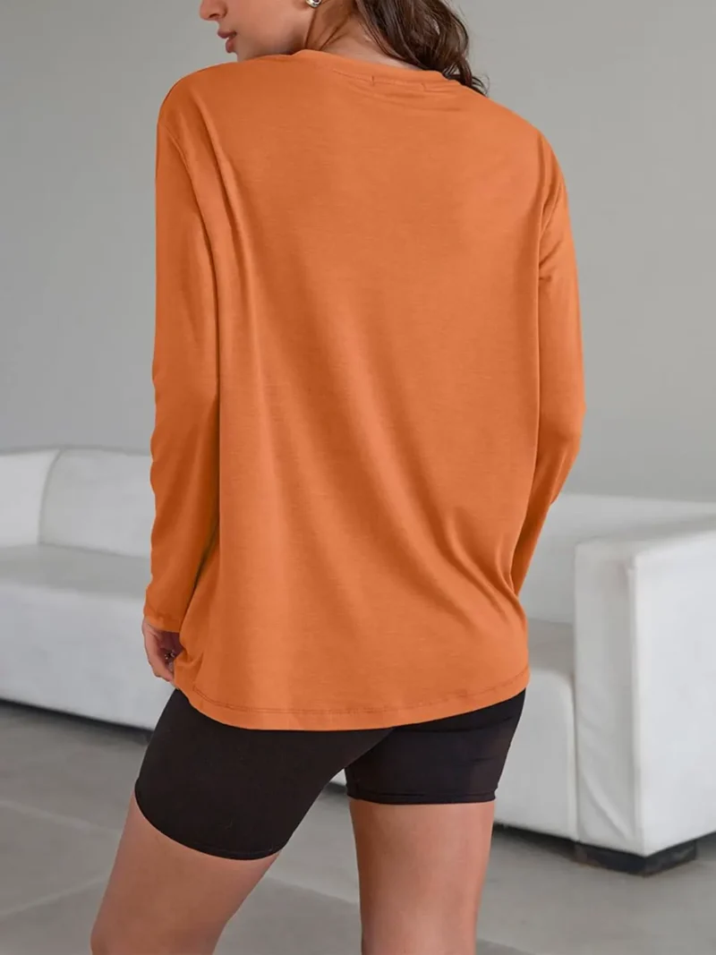 Womens Oversized Crewneck Tee Orange Color - Image 4
