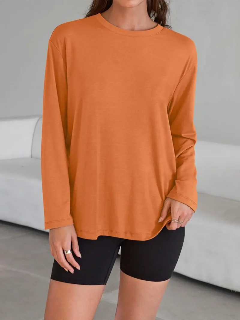 Womens Oversized Crewneck Tee Orange Color - Image 5