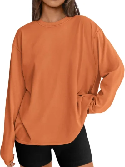 Womens Oversized Crewneck Tee Orange Color