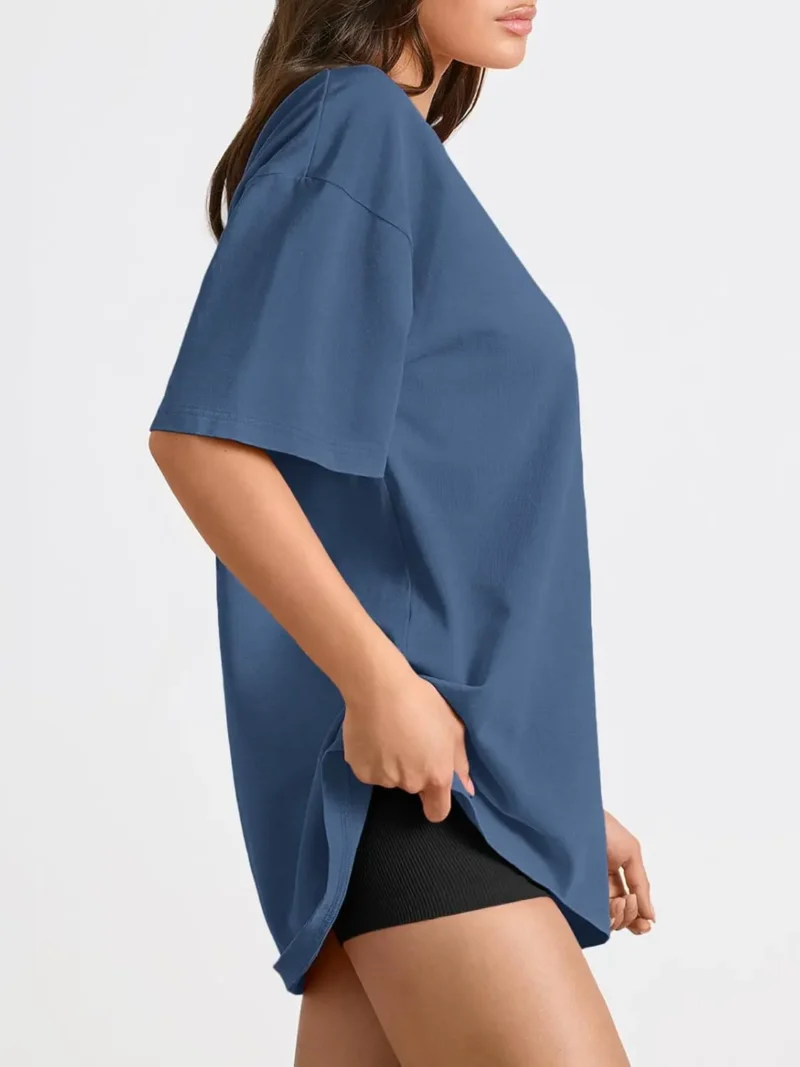 Womens Summer Fashion Workout Oversized Tops Blue Color - Image 2