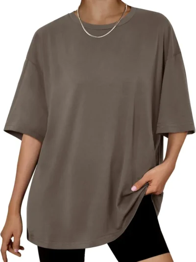 Womens Summer Fashion Workout Oversized Tops Brown Color