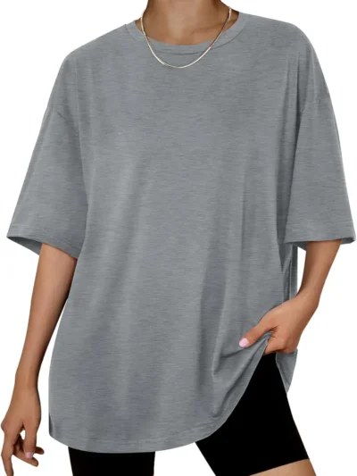 Womens Summer Fashion Workout Oversized Tops Gray Color