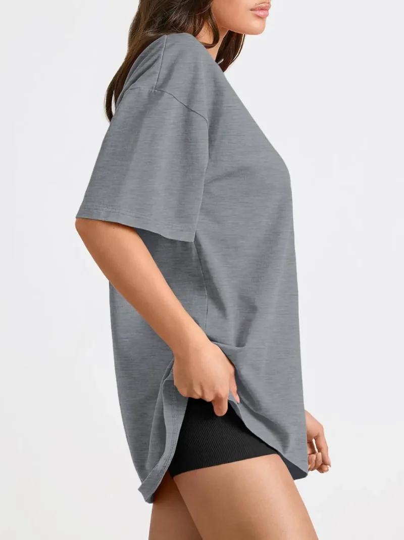 Womens Summer Fashion Workout Oversized Tops Gray Color - Image 4