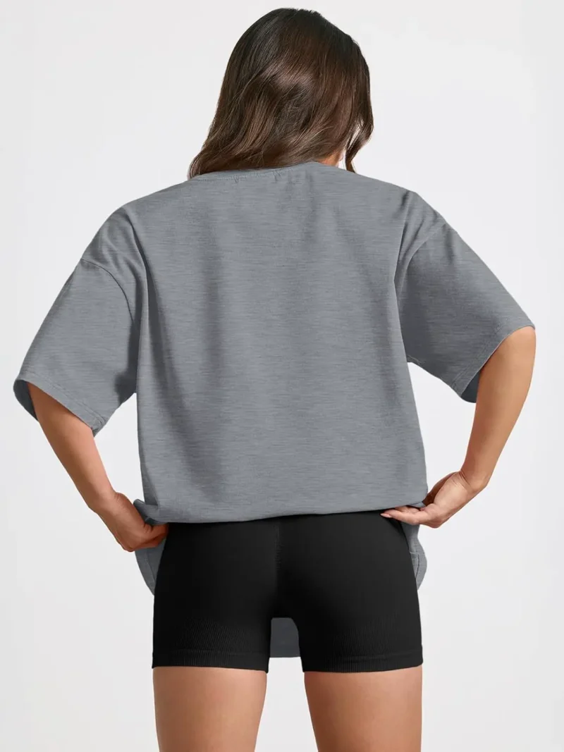 Womens Summer Fashion Workout Oversized Tops Gray Color - Image 5