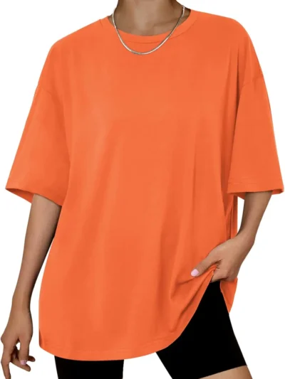 Womens Summer Fashion Workout Oversized Tops Orange Color
