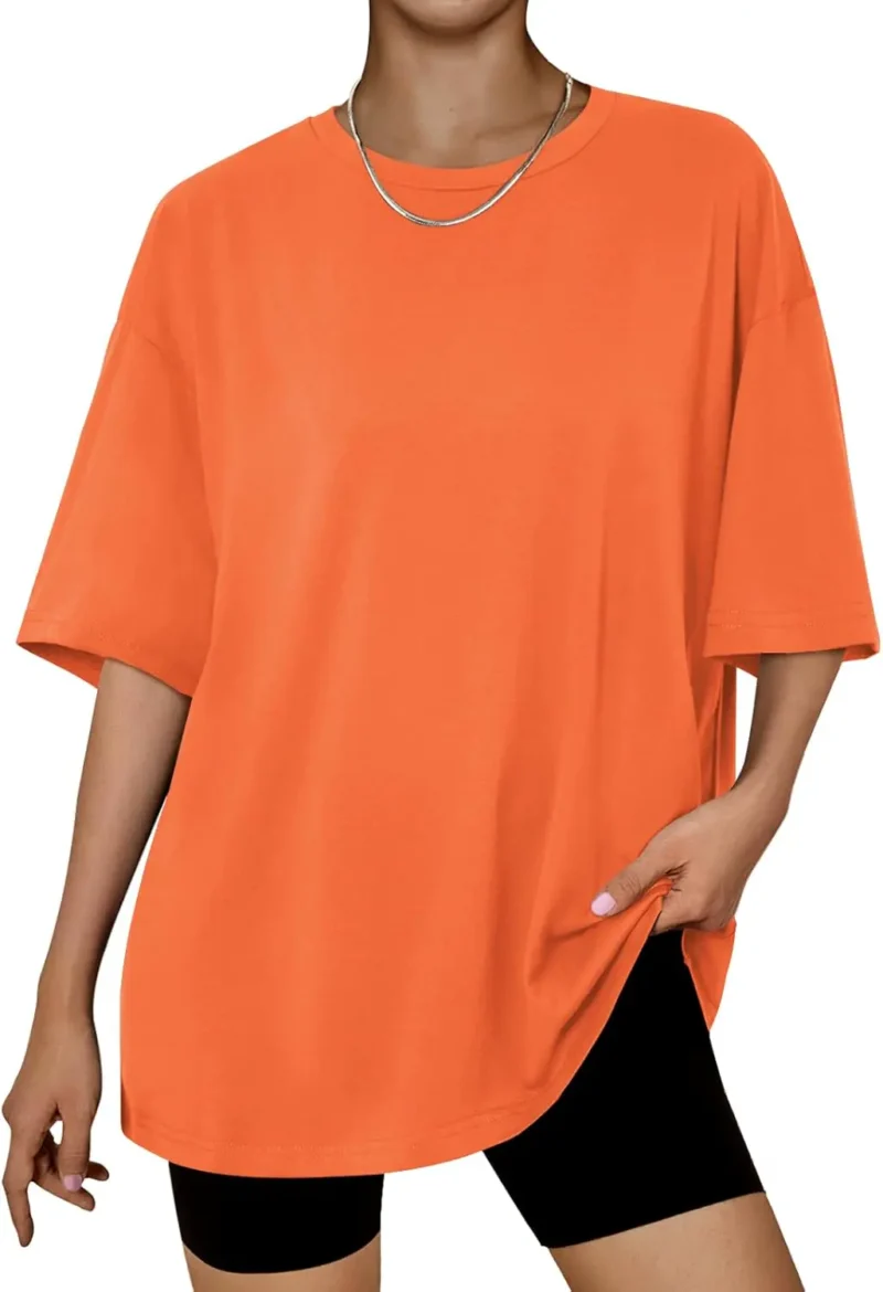 Womens Summer Fashion Workout Oversized Tops Orange Color