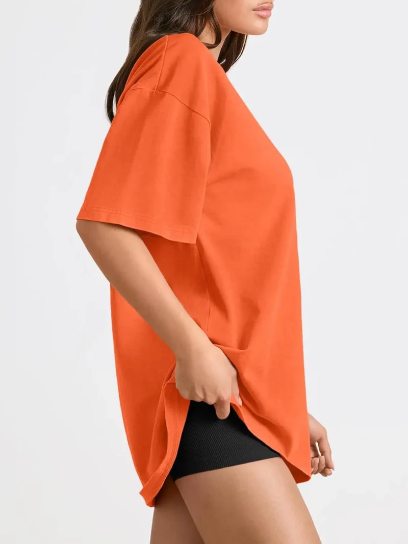 Womens Summer Fashion Workout Oversized Tops Orange Color - Image 3