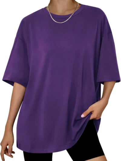 Womens Summer Fashion Workout Oversized Tops Purple Color