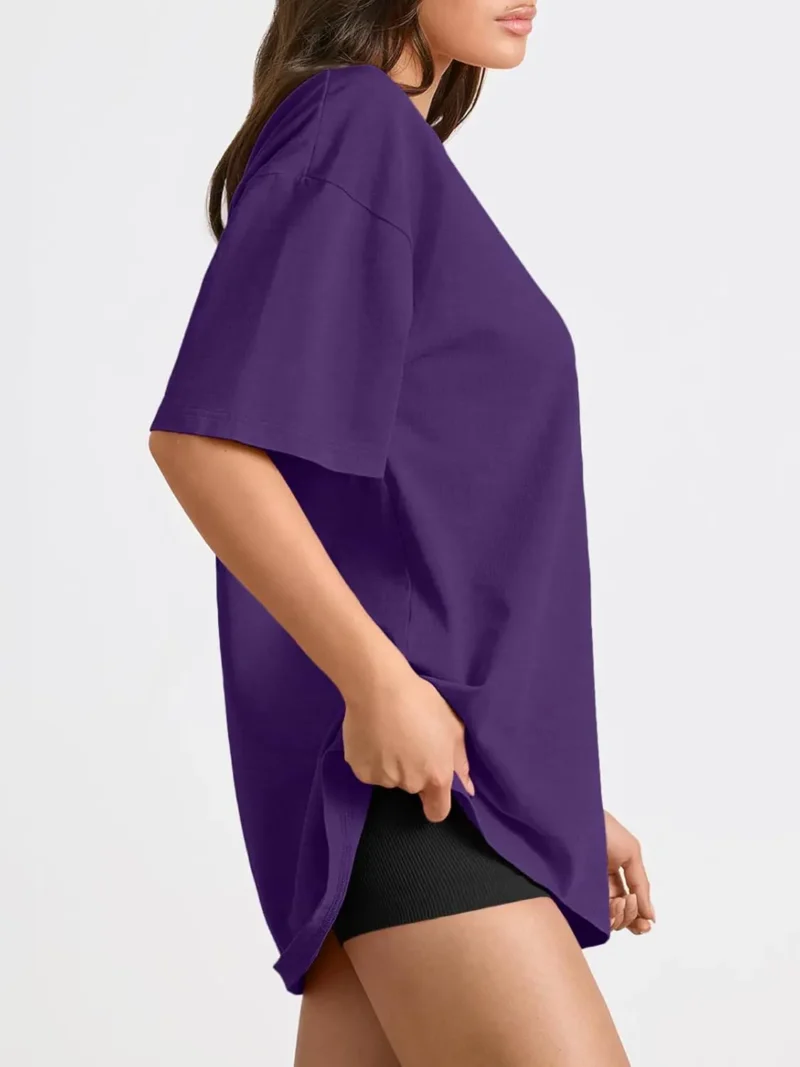 Womens Summer Fashion Workout Oversized Tops Purple Color - Image 4