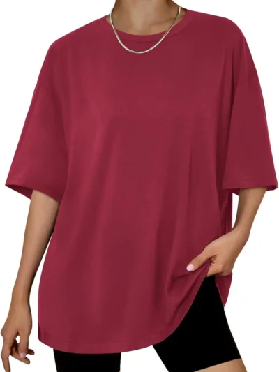 Womens Summer Fashion Workout Oversized Tops Red Color