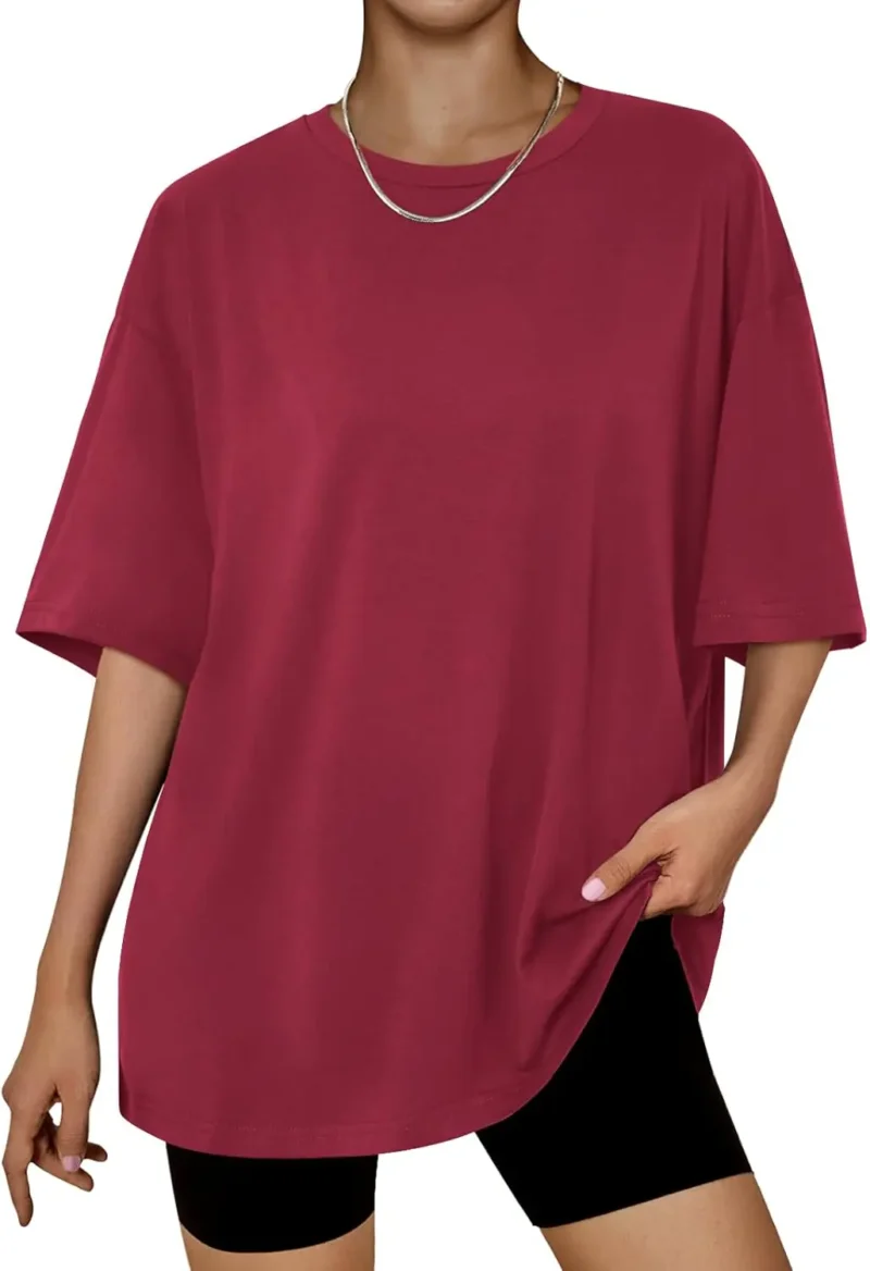 Womens Summer Fashion Workout Oversized Tops Red Color