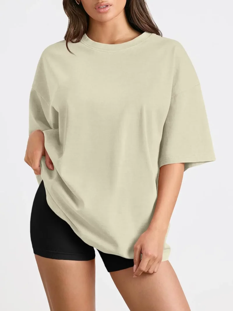 Womens Summer Fashion Workout Oversized Tops Yellow Color