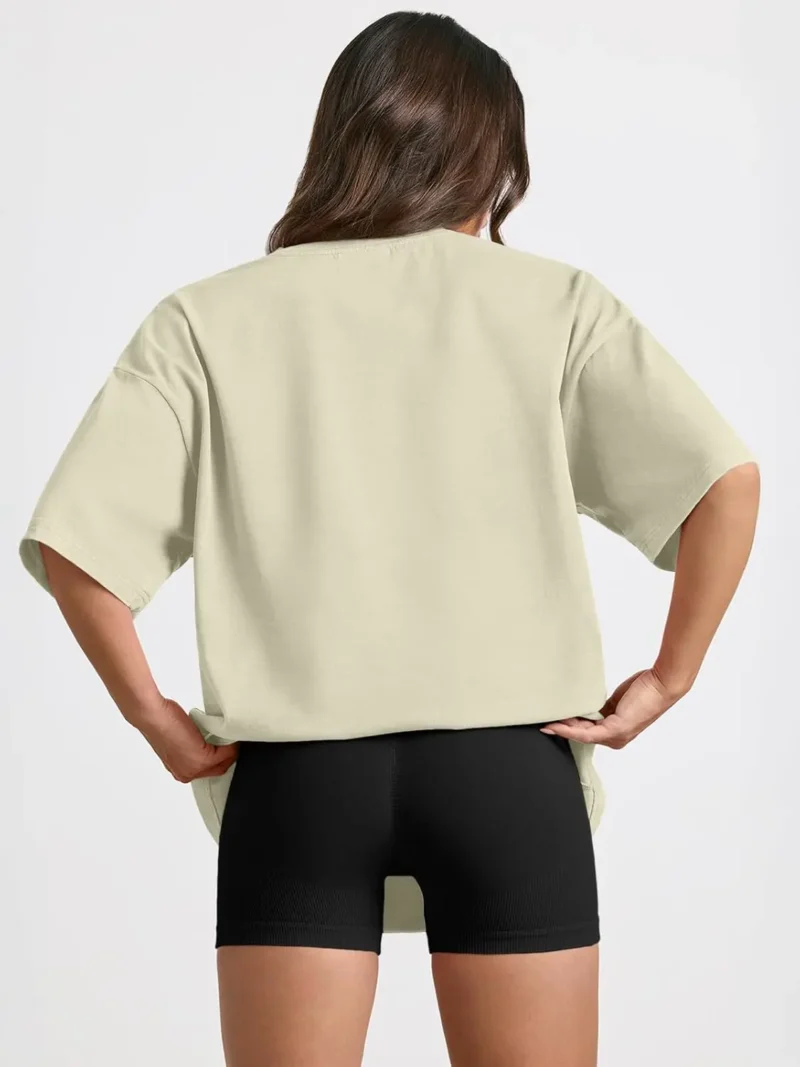 Womens Summer Fashion Workout Oversized Tops Yellow Color - Image 4