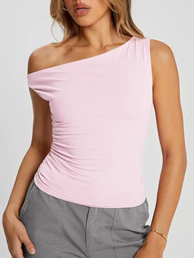 Womens Summer Off The Shoulder Tops Pink Color