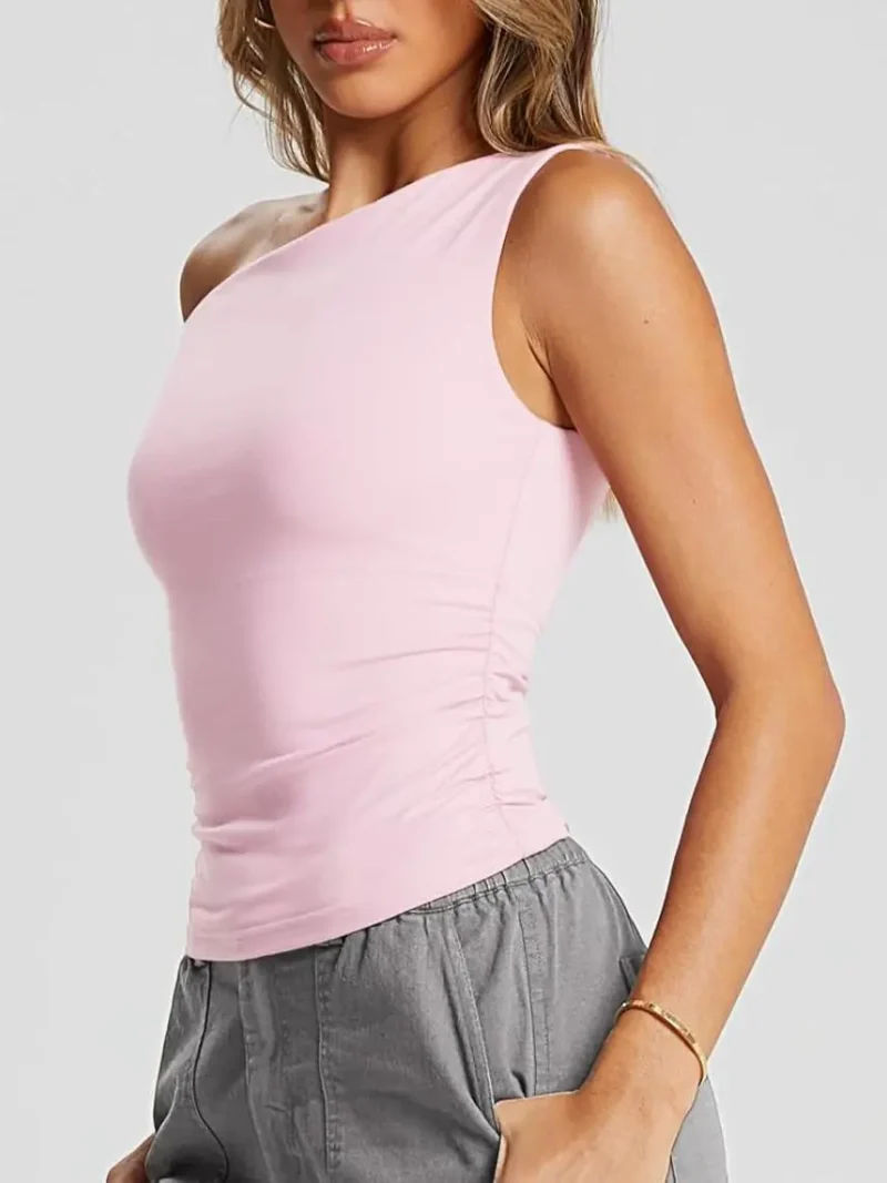 Womens Summer Off The Shoulder Tops Pink Color - Image 10