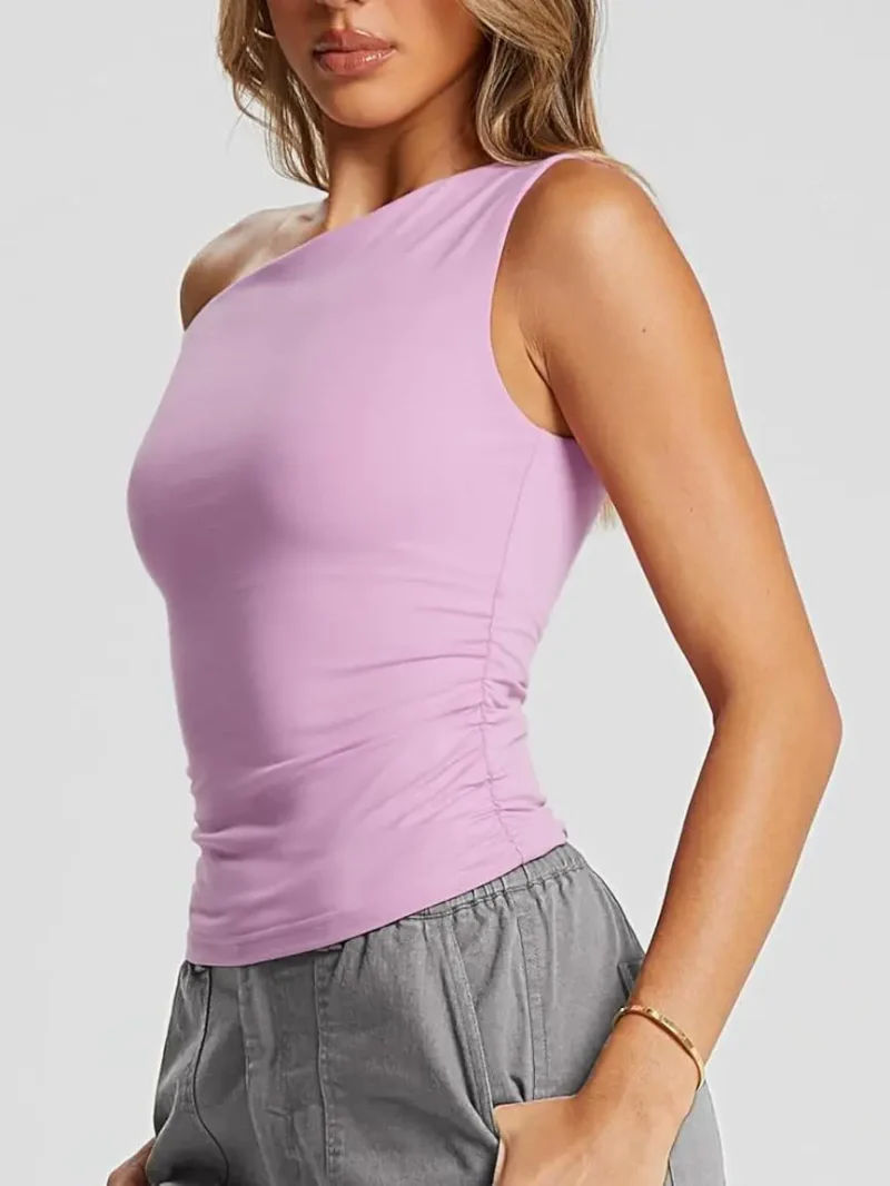 Womens Summer Off The Shoulder Tops Purple Color - Image 2