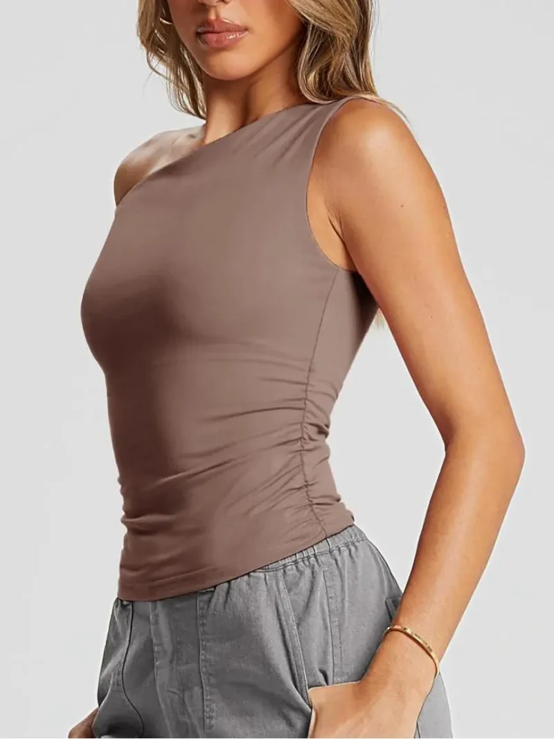 Womens Summer Off The Shoulder Tops Gray Color - Image 4