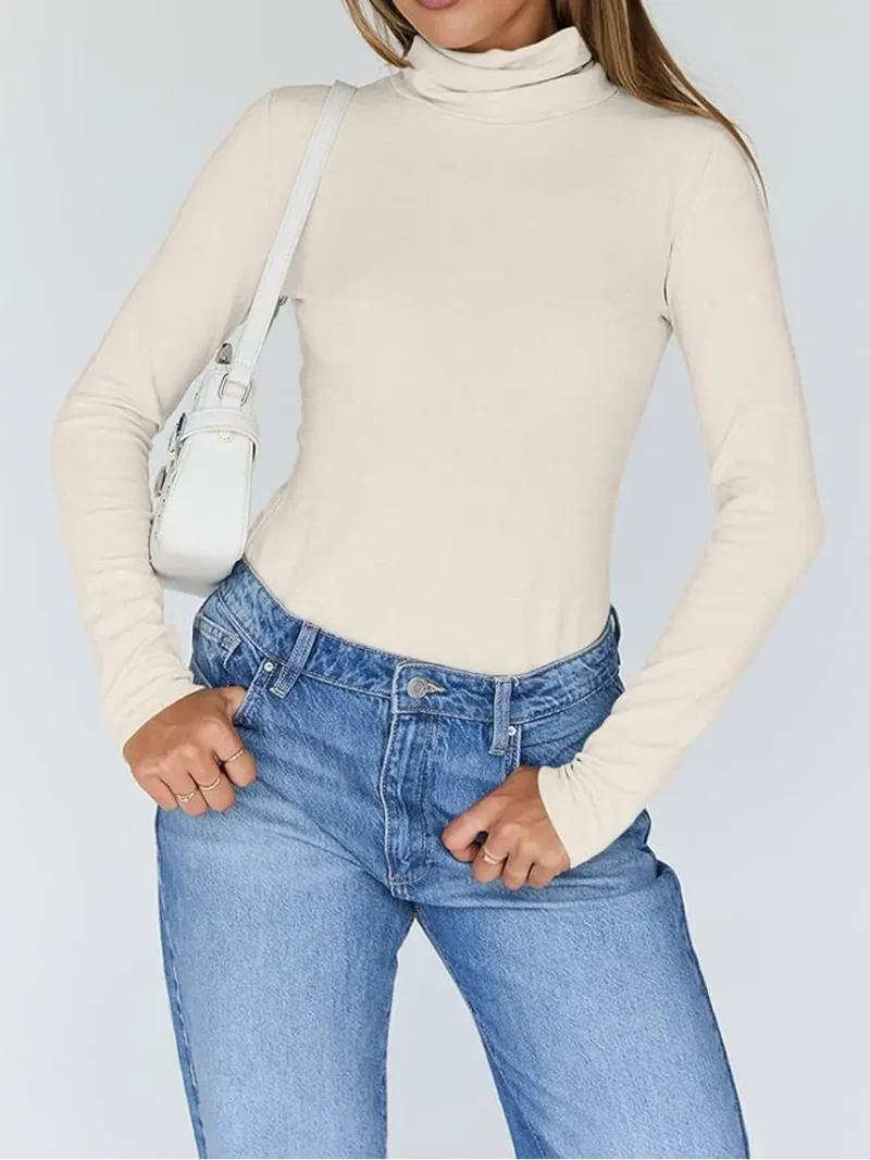 Women's Turtleneck Thermal Tops Black Color - Image 11