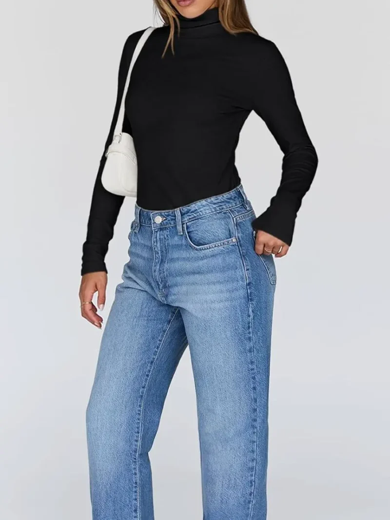 Women's Turtleneck Thermal Tops Black Color - Image 6