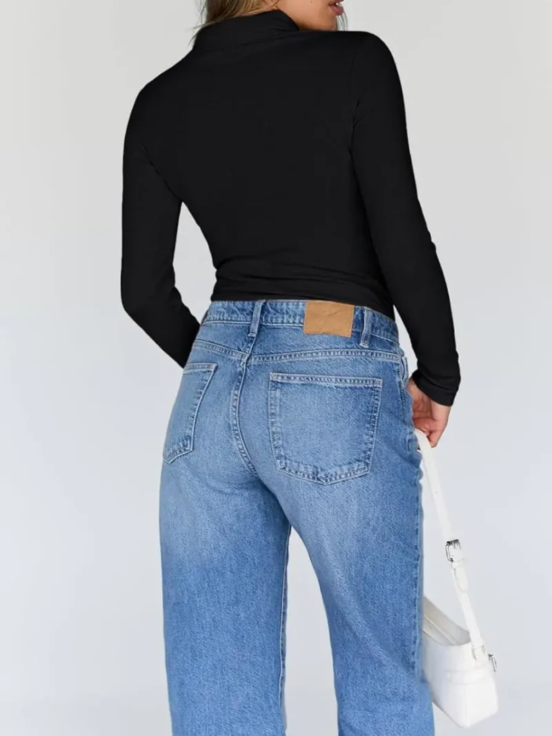 Women's Turtleneck Thermal Tops Black Color - Image 7